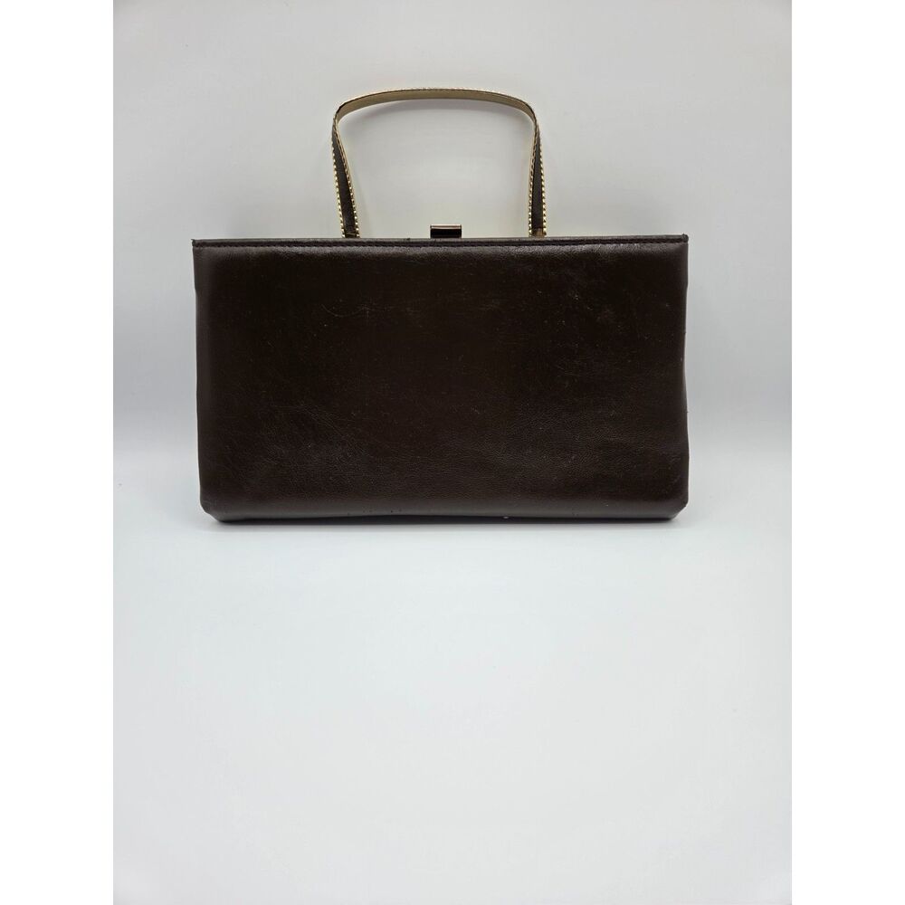 Vintage 1950s Dark Brown Leather Clutch/Handbag